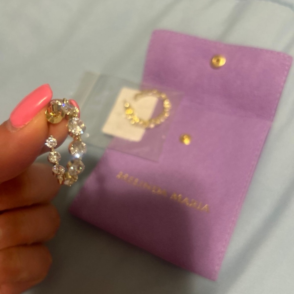 Melinda Maria Gold and Crystal Hoop Earrings - Picture 2 of 3